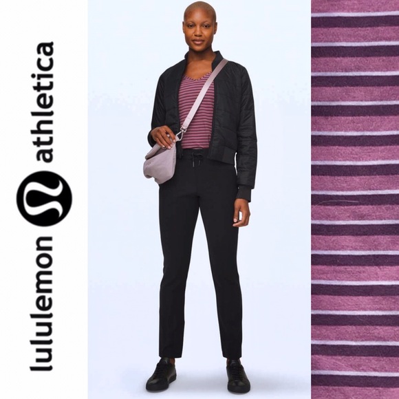 Lululemon V Neck Love Tee Striped Plum - Picture 12 of 12